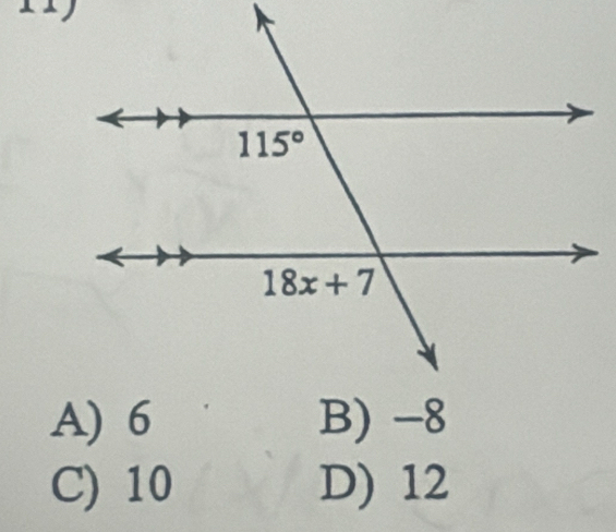 A) 6 B) -8
C) 10 D) 12