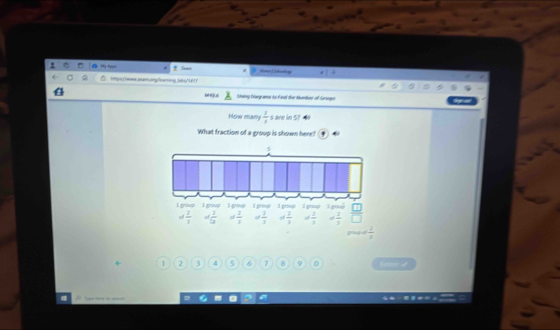 Zoo Hamn Scherbergy 
itgr ) fum annn enig f ncurving jbr/ 177 
160)(6 taing Dhrgms to Fnd the tumber of Groogo 
How many  2/3  sare in s? 
What fraction of a group is shown here?
5
1 goup 1 group 1 gư 1 g0 1 go 1 gop 1 gud
 2/3   2/13  U  2/3  of 2/3   2/3   2/3  *  2/3 
guas s  2/3 
1 2 3 4 5 6 7 8 9 0 
Tpa tere to stauc