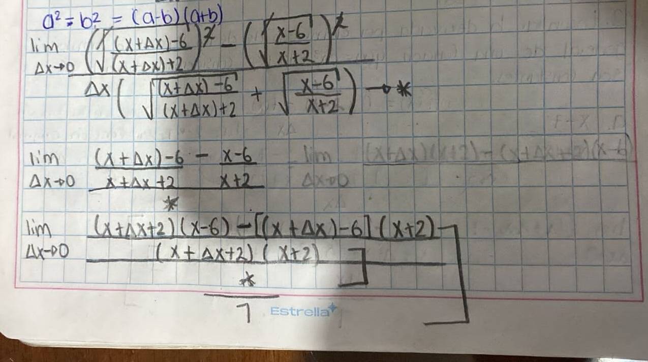 lim _Delta xto 0frac (1-beginpmatrix 1-10endpmatrix beginpmatrix 0.1 sqrt(frac (x+0.02)^2)(x+0.02)^2-beginpmatrix sqrt(frac x-6)x+2 sqrt(frac (x+2)^2)(x+2)^2+sqrt(frac x-6)x+2endpmatrix to k)x
lim _△ xto 0frac  ((x+△ x)-6)/x+△ x+2 - (x-6)/x+2  1/x 