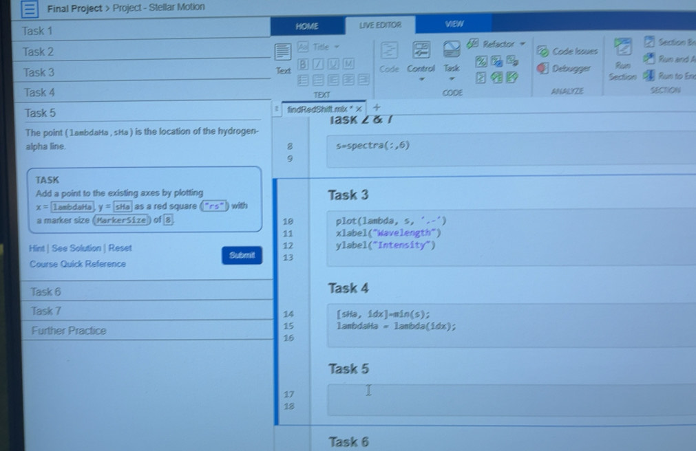 Solved: Final Project > Project - Stellar Motion Task 1 HOME LIVE ...