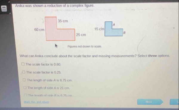 Solved: Anika was shown a reduction of a complex figure. Figures not ...