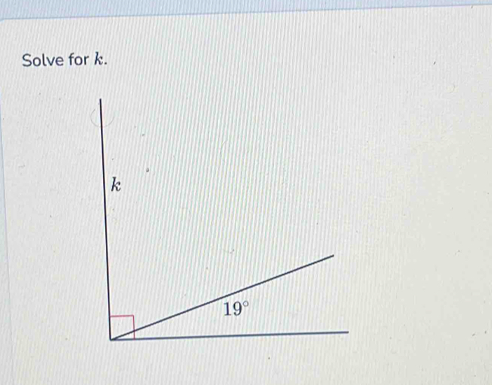 Solve for k.