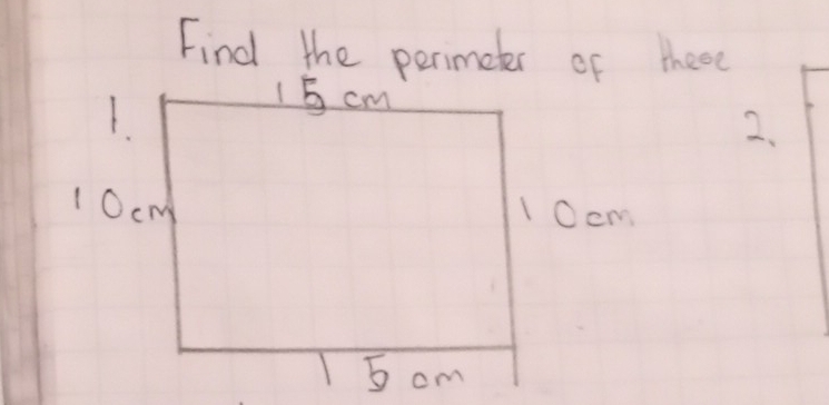 Find the perimeter of theoe 
2. 
1Oem