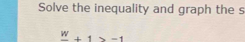 Solve the inequality and graph the s
frac w+1>-1