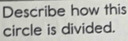 Describe how this 
circle is divided.