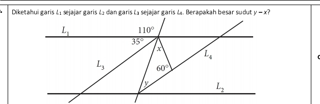 Diketahui garis L_1 sejajar garis L_2 L_3 y-x ?