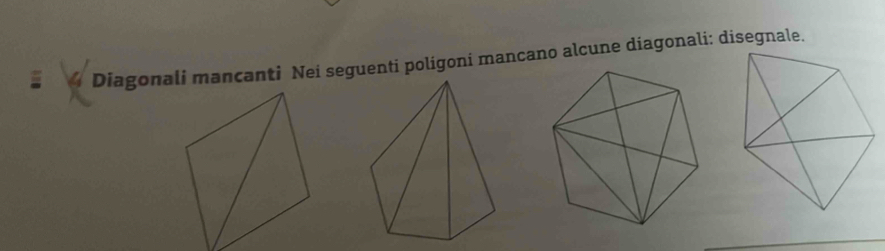 a Diagonali mancanti Nei seguenti poligoni mancano alcune diagonali: disegnale.