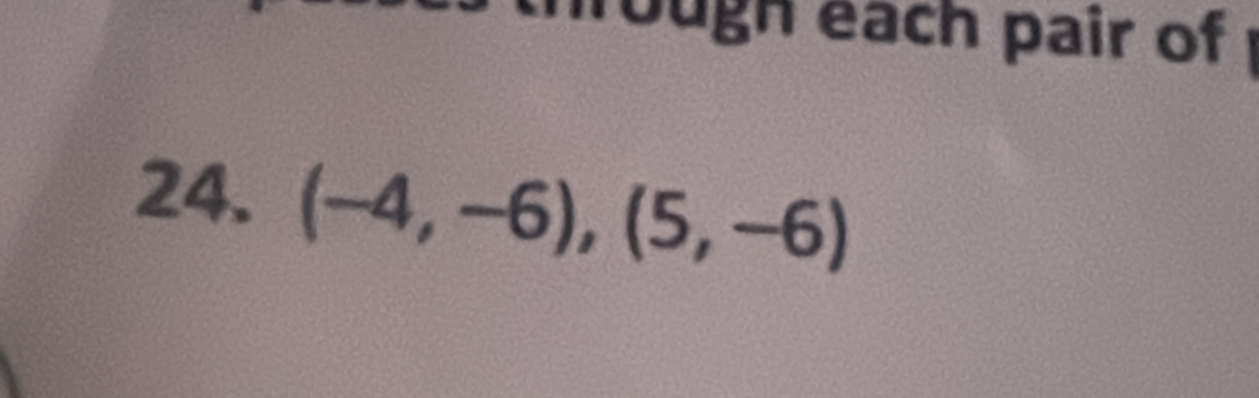 ough each pair of 
24. (-4,-6), (5,-6)