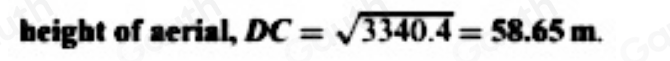 beight of aerial, DC=sqrt(3340.4)=58.65m.