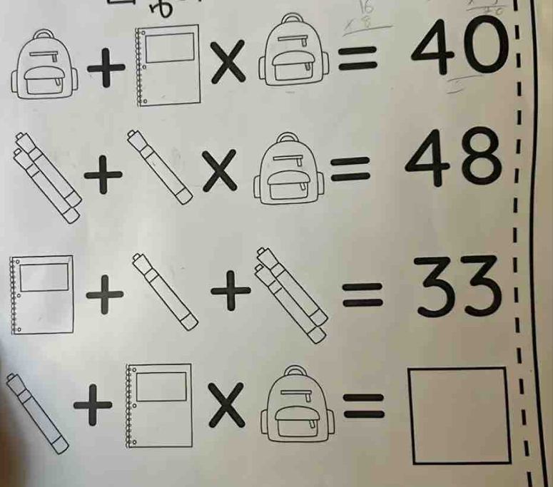 =40
+ × =48
+ + =33
+
X
= □°