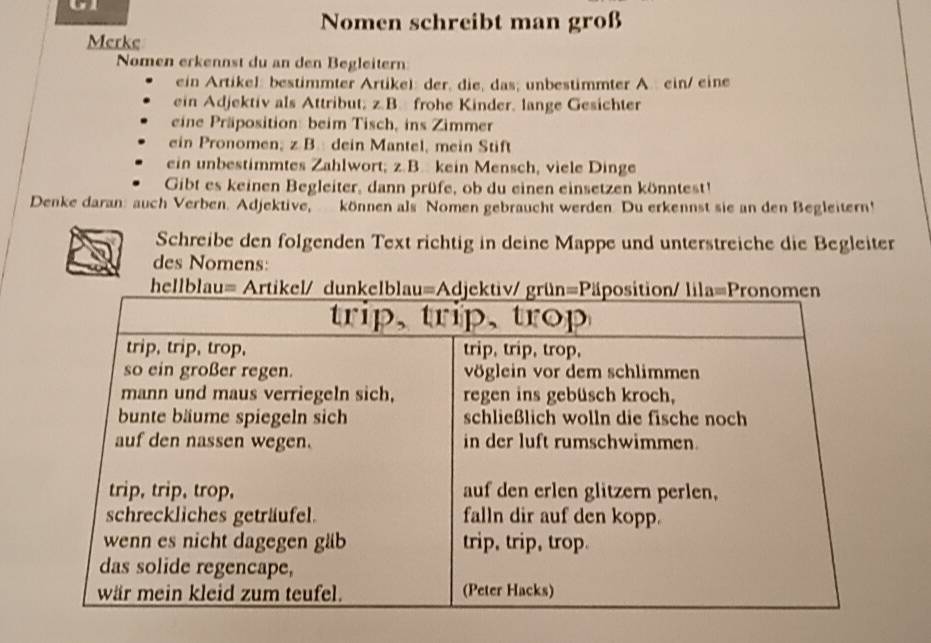 Gelöst:Nomen schreibt man groß Merke Nomen erkennst du an den ...
