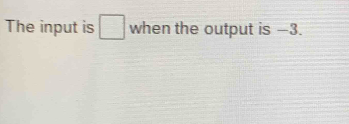 The input is □ when the output is −3.