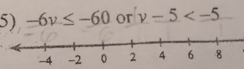 -6y≤ -60 or y-5