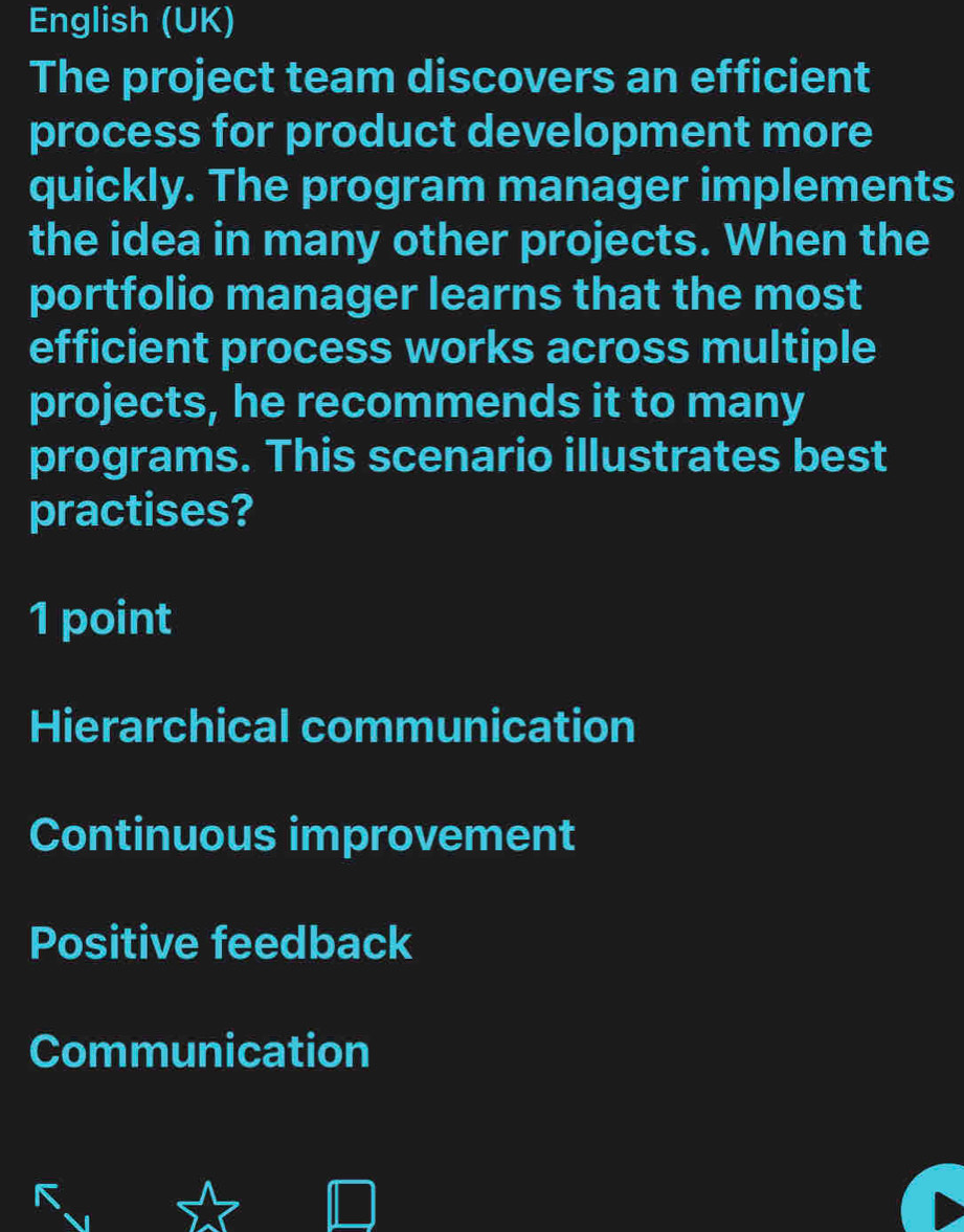 Solved: English (UK) The project team discovers an efficient process for  product development more [Business]
