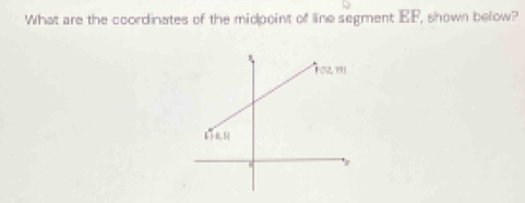 What are the coordinates of the midpoint of line segment EF, shown below?