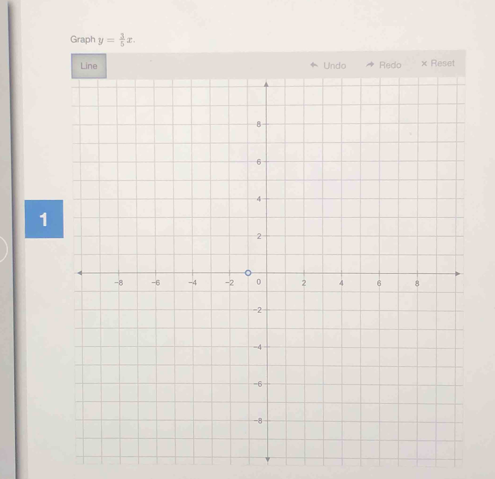 Graph y= 3/5 x. 
Redo × Reset 
1