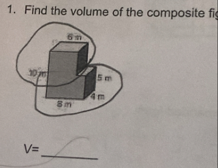 Find the volume of the composite fi 
_
V=