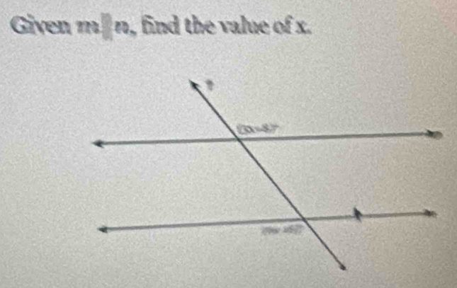 Given m□ n , find the value of x.