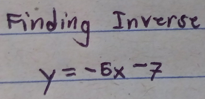 Finding Inverse
y=-5x-7