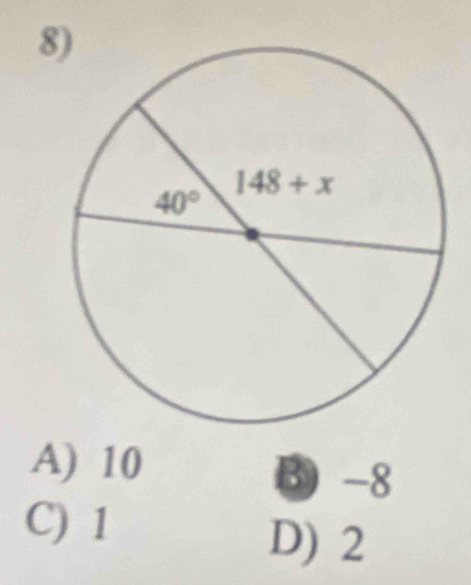 A) 10 3 -8
C) 1
D) 2