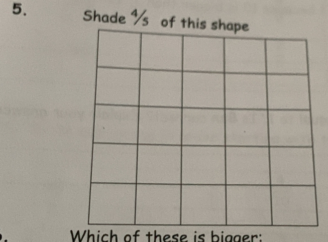 Shade Ys of this shape 
Which of these is bigger: