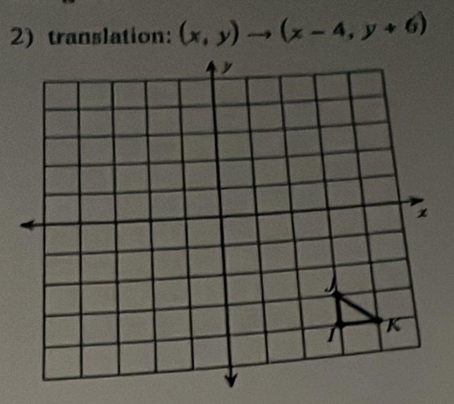 translation: (x,y)to (x-4,y+6)