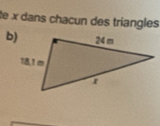 x dans chacun des triangles