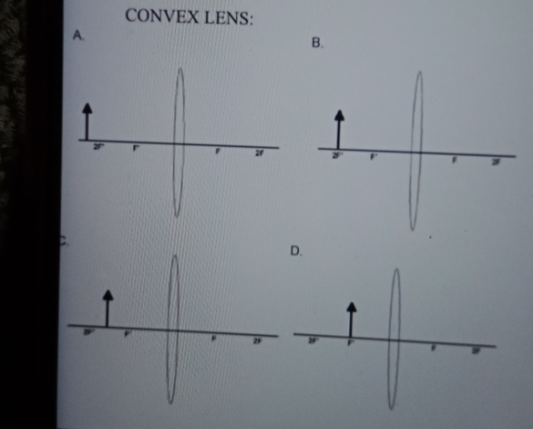 CONVEX LENS:
A.
B.
8 F
D.