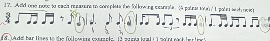 Solved: Add one note to each measure to complete the following example ...