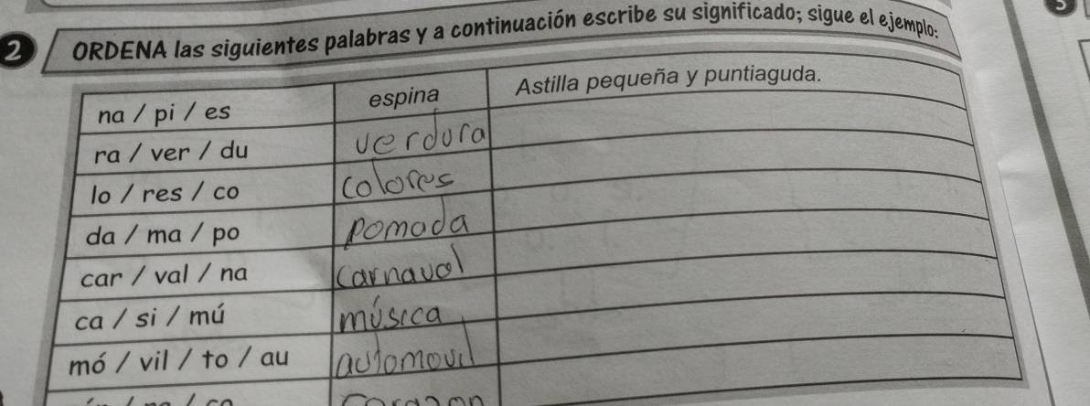 2ntinuación escribe su significado; sigue el ejemp