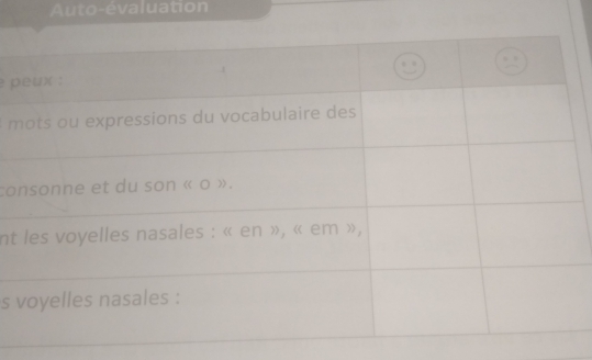 Auto-évaluation 
p 
m 
co 
nt 
s