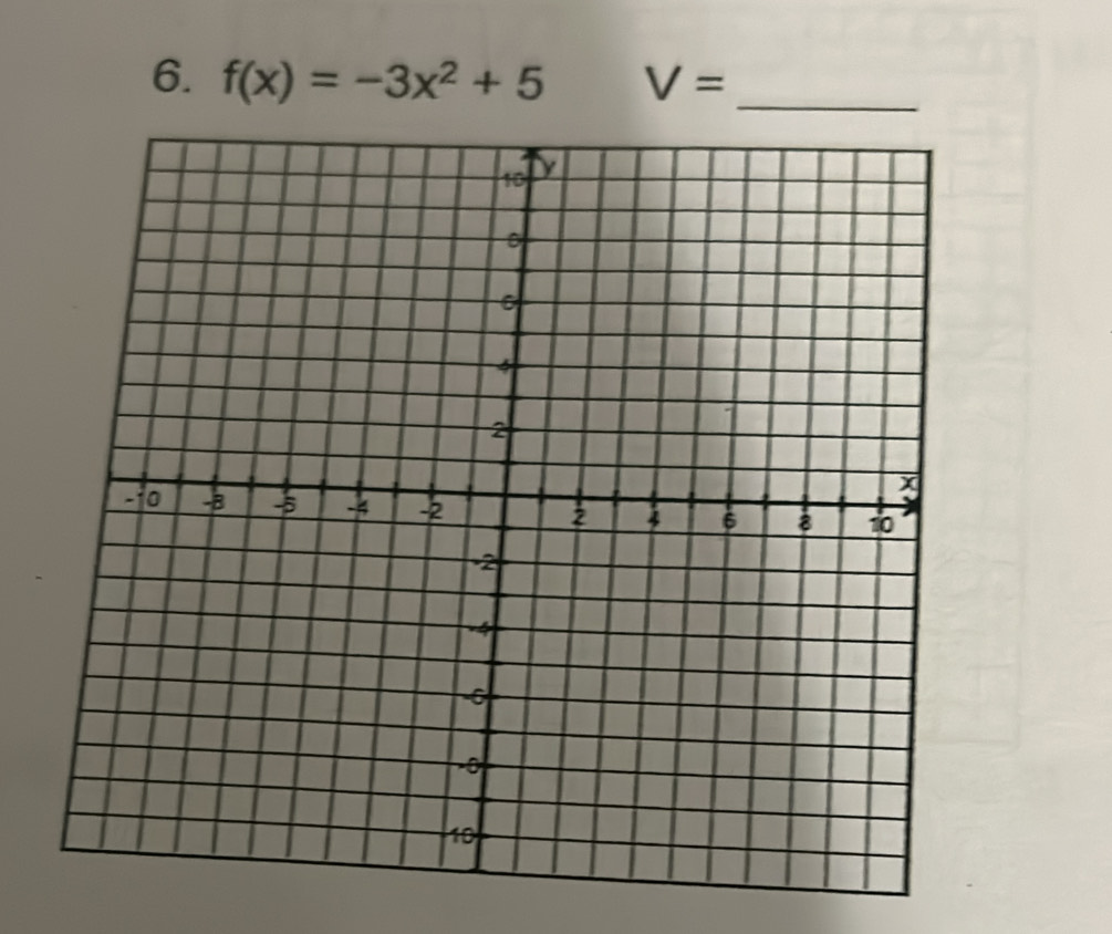 f(x)=-3x^2+5 V=