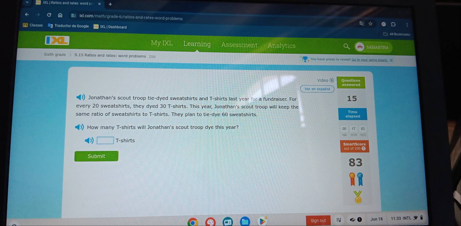 Solved: IXL | Ratios and rates: word p i ixl.com/math/grade-6/ratios ...