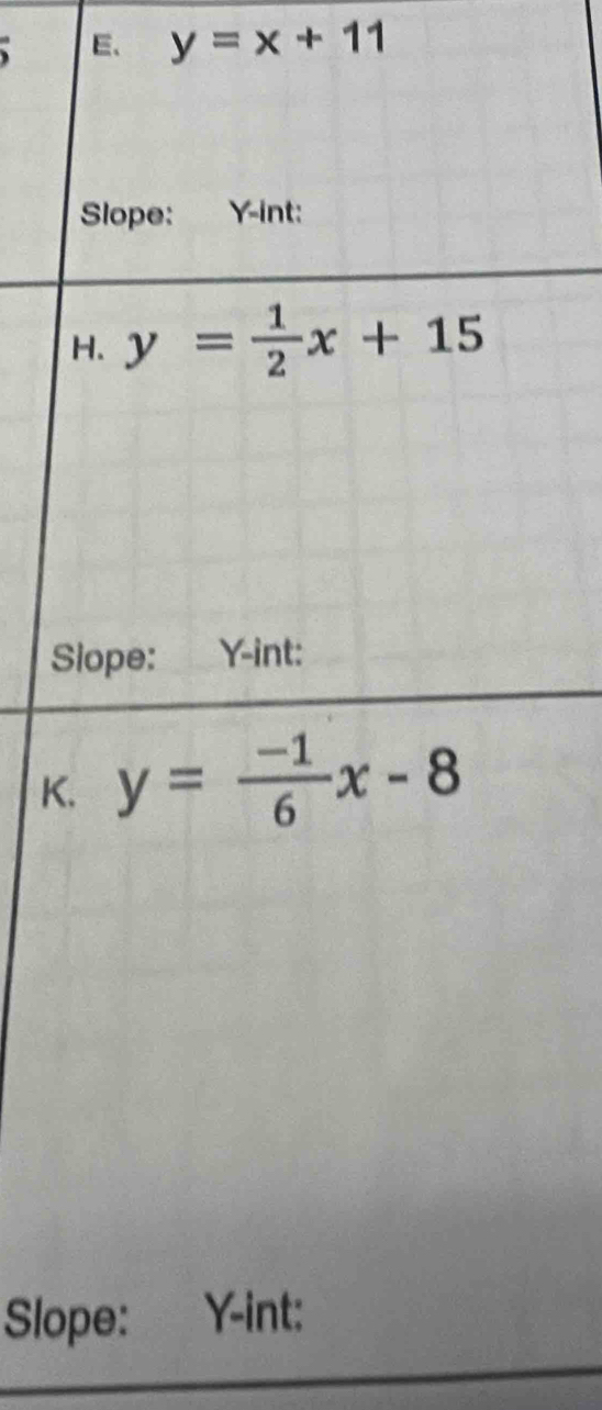 E、 y=x+11
S
K
Slo