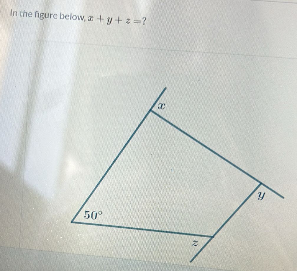 In the figure below, x+y+z= ?