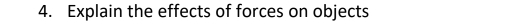 Explain the effects of forces on objects