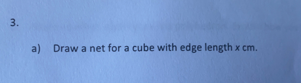 Draw a net for a cube with edge length x cm.