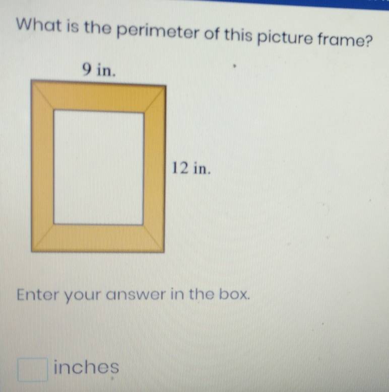 What is the perimeter of this picture frame? 
Enter your answer in the box.
□ inches