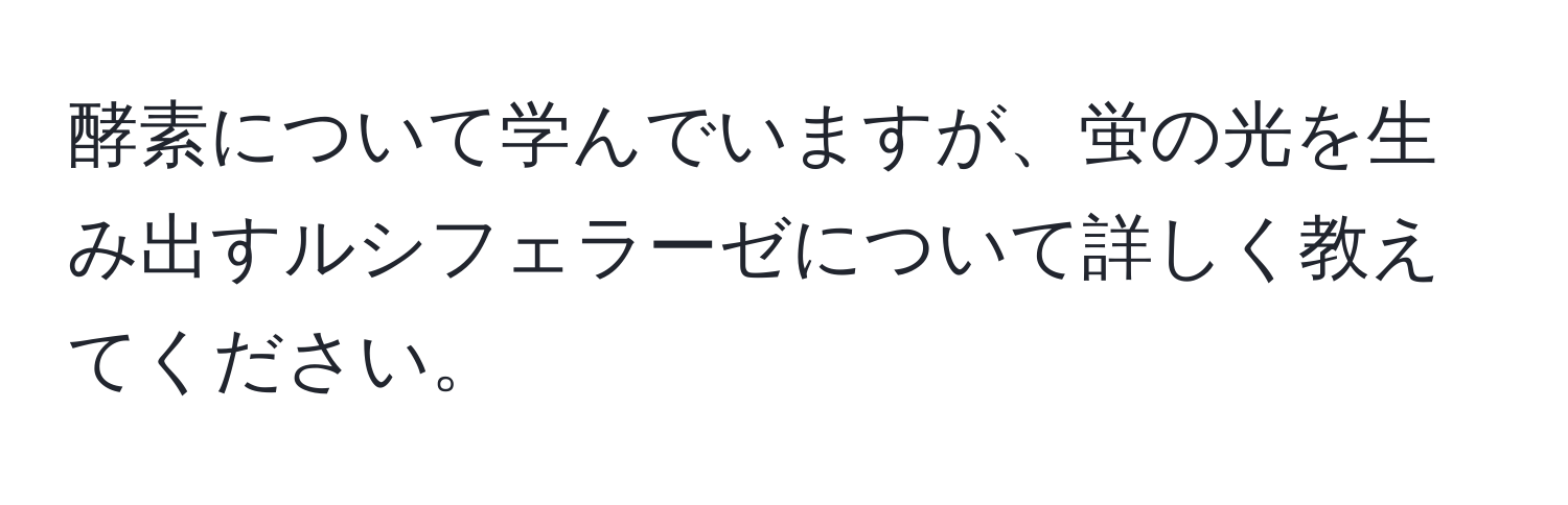 酵素について学んでいますが、蛍の光を生み出すルシフェラーゼについて詳しく教えてください。