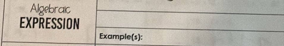Algebraic 
EXPRESSION 
Example(s):