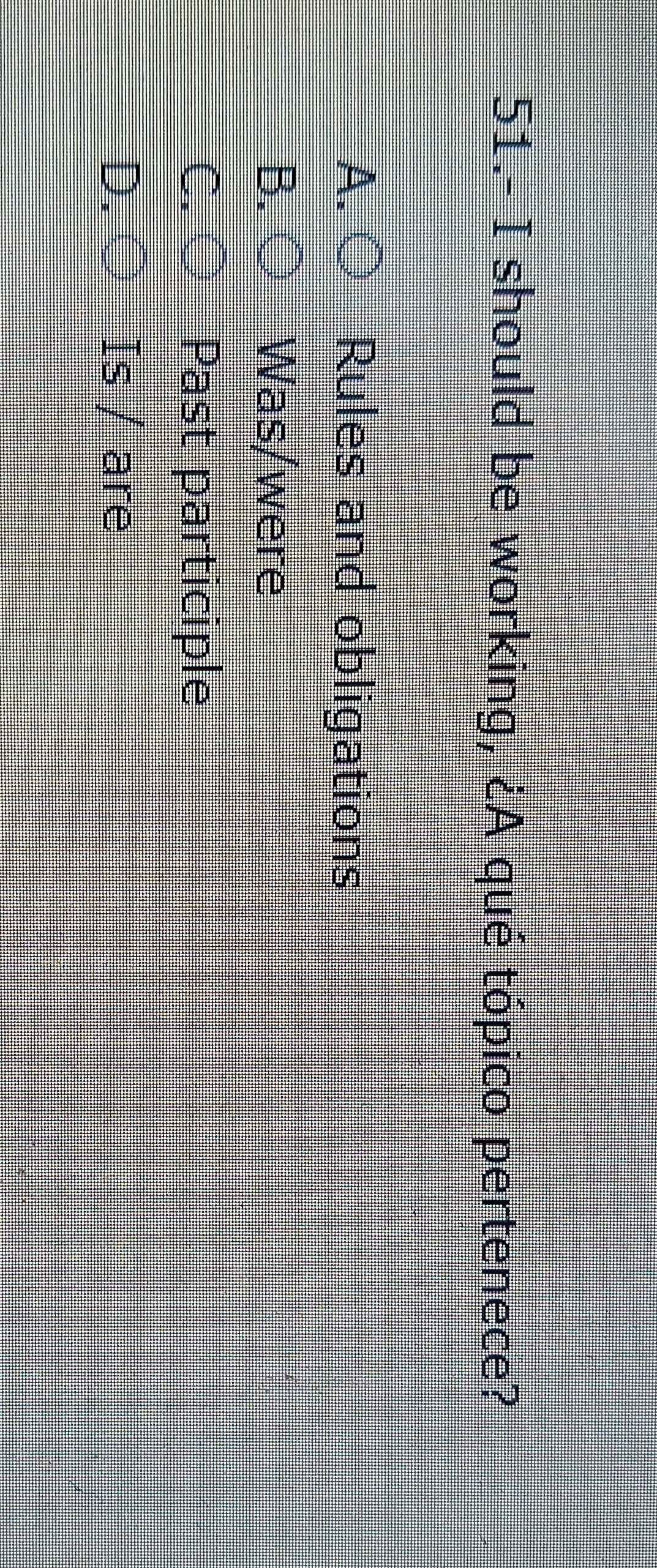 51.- I should be working, ¿A qué tópico pertenece?
A Rules and obligations
Was/were
C Past participle
D Is / are