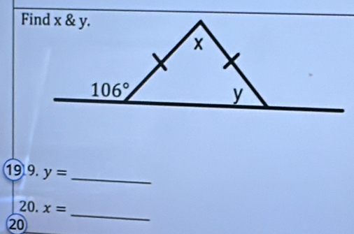 19 9. y= _
_
20. x=
20