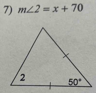 m∠ 2=x+70