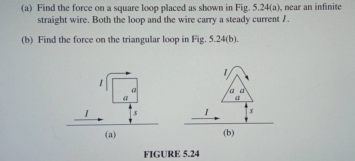 Solved: Find the force on a square loop placed as shown in Fig. 5.24(a ...