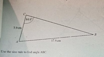 Use the sine rule to find angle ABC.