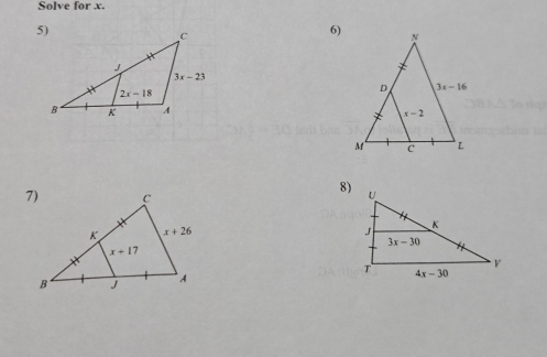 Solve for x.
6)
 
8)