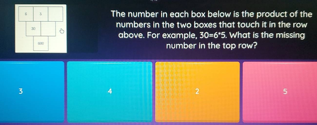 Solved: The number in each box below is the product of the numbers in ...