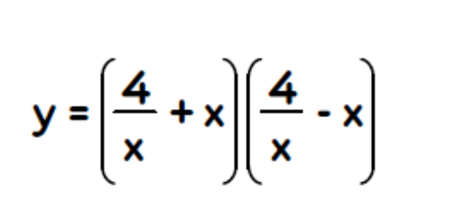 y=( 4/x +x)( 4/x -x)