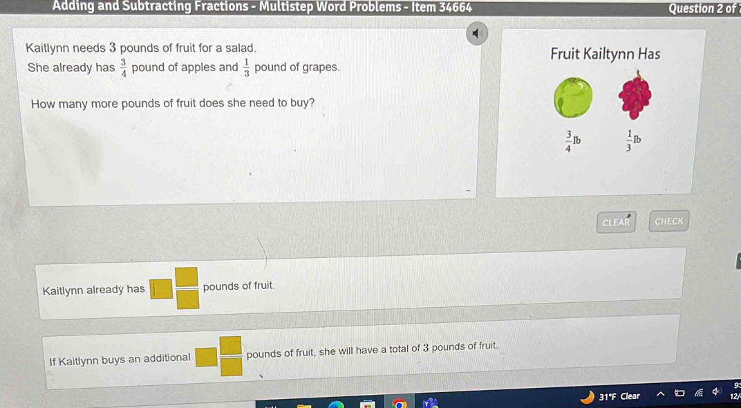 Adding and Subtracting Fractions - Multistep Word Problems - Item 34664 ...