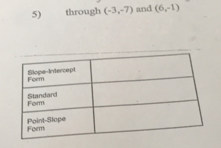 through (-3,-7) and (6,-1)